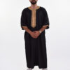 Linen Moroccan Thobe for Men with Rings Embroidery