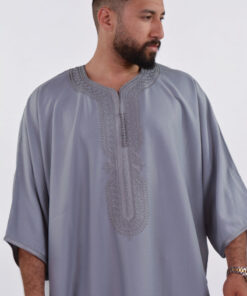 LINEN MOROCCAN THOBE FOR MEN – BUTTERFLY EMBROIDERY