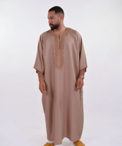 LINEN MOROCCAN THOBE FOR MEN – BUTTERFLY EMBROIDERY