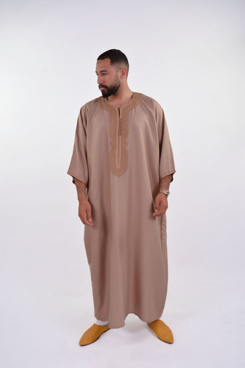 LINEN MOROCCAN THOBE FOR MEN – BUTTERFLY EMBROIDERY