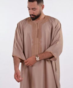 LINEN MOROCCAN THOBE FOR MEN – BUTTERFLY EMBROIDERY