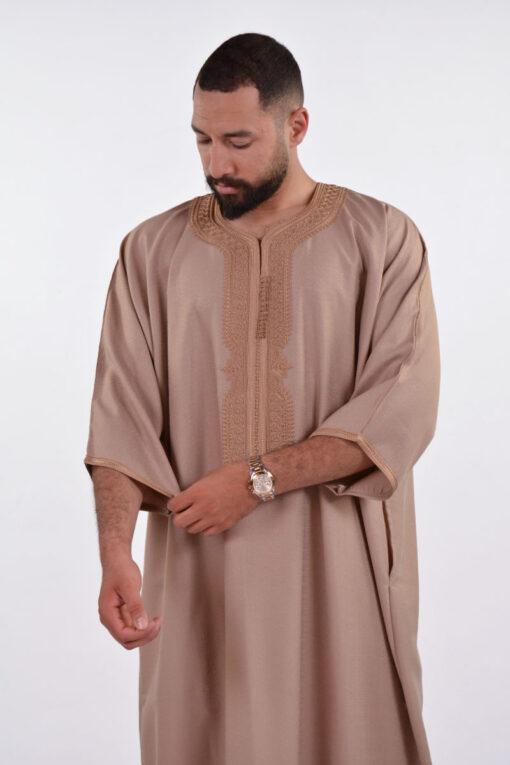 LINEN MOROCCAN THOBE FOR MEN – BUTTERFLY EMBROIDERY