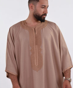 LINEN MOROCCAN THOBE FOR MEN – BUTTERFLY EMBROIDERY