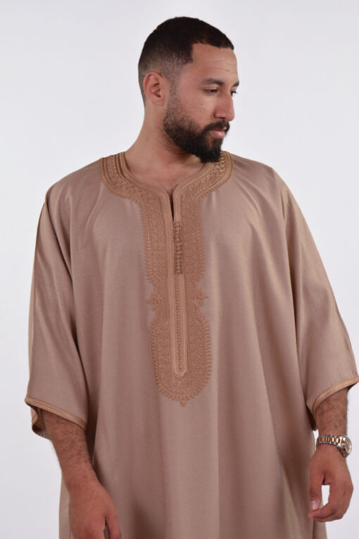 LINEN MOROCCAN THOBE FOR MEN – BUTTERFLY EMBROIDERY