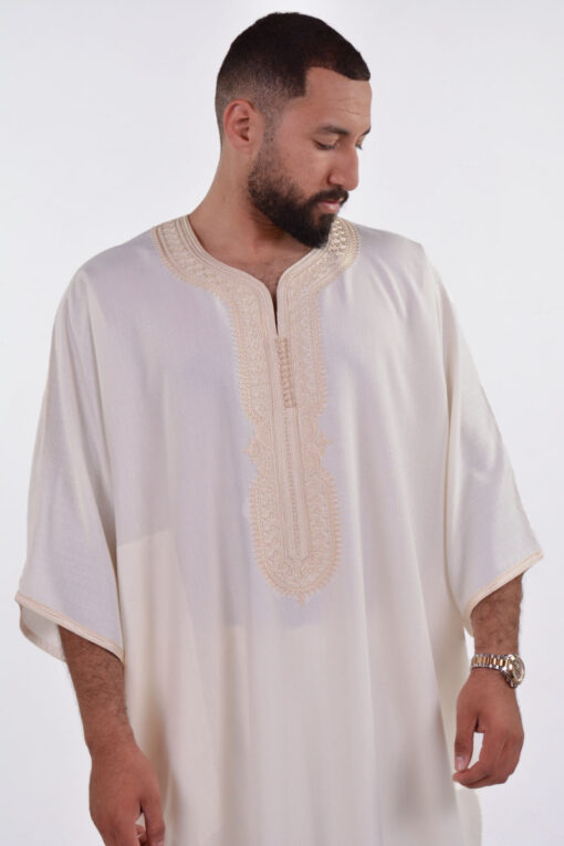 LINEN MOROCCAN THOBE FOR MEN – BUTTERFLY EMBROIDERY