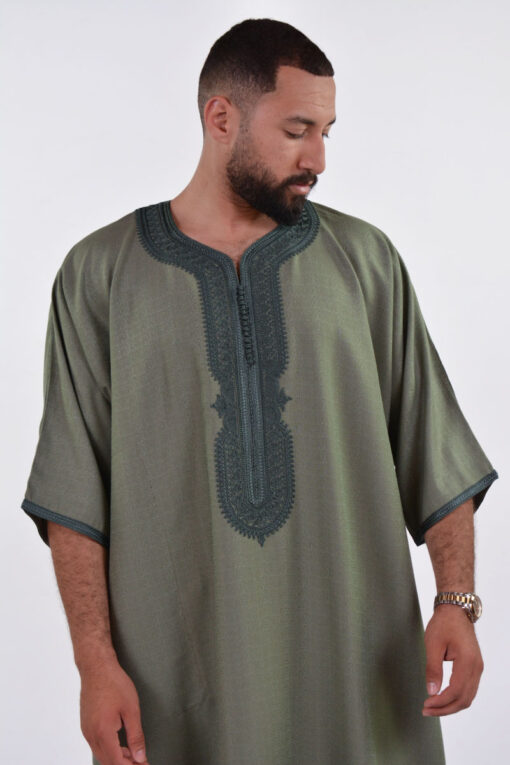 LINEN MOROCCAN THOBE FOR MEN – BUTTERFLY EMBROIDERY