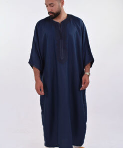 LINEN MOROCCAN THOBE FOR MEN – BUTTERFLY EMBROIDERY