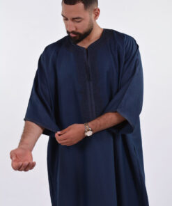 LINEN MOROCCAN THOBE FOR MEN – BUTTERFLY EMBROIDERY