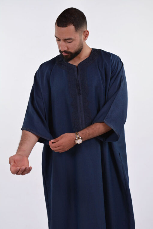 LINEN MOROCCAN THOBE FOR MEN – BUTTERFLY EMBROIDERY