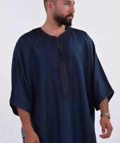 LINEN MOROCCAN THOBE FOR MEN – BUTTERFLY EMBROIDERY