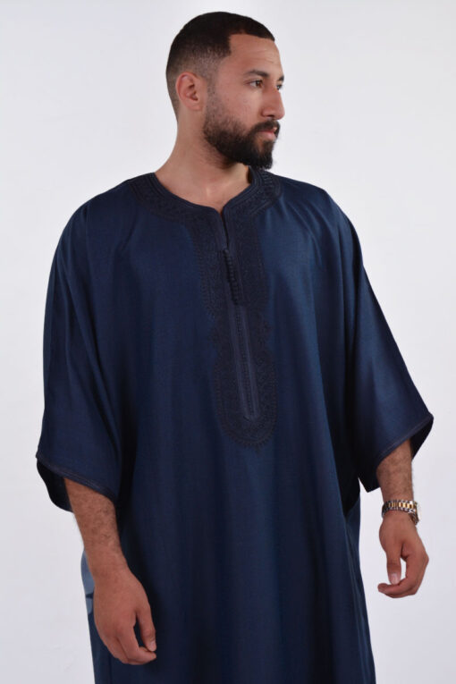 LINEN MOROCCAN THOBE FOR MEN – BUTTERFLY EMBROIDERY