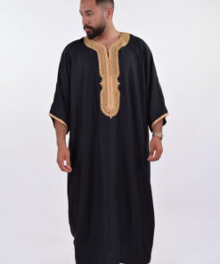 LINEN MOROCCAN THOBE FOR MEN – BUTTERFLY EMBROIDERY