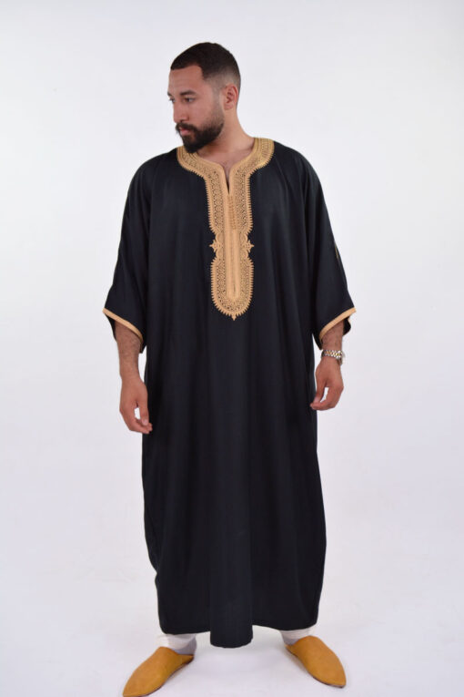 LINEN MOROCCAN THOBE FOR MEN – BUTTERFLY EMBROIDERY