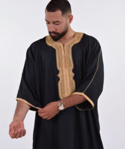 LINEN MOROCCAN THOBE FOR MEN – BUTTERFLY EMBROIDERY