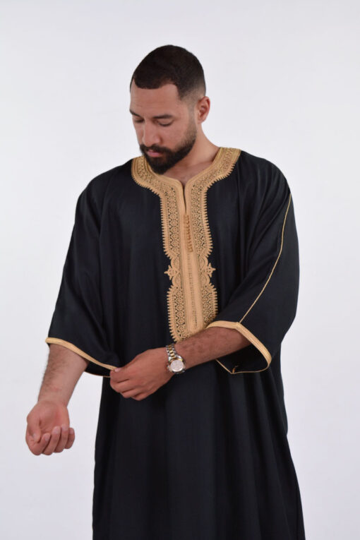 LINEN MOROCCAN THOBE FOR MEN – BUTTERFLY EMBROIDERY