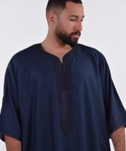 Linen Moroccan Thobe for Men - Small Embroidery