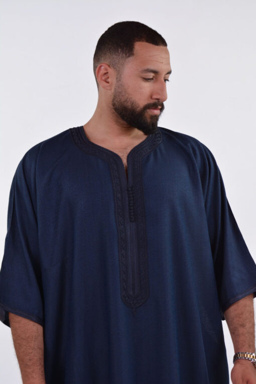 Linen Moroccan Thobe for Men - Small Embroidery