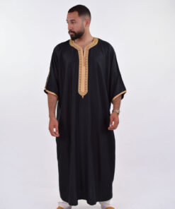 Linen Moroccan Thobe for Men - Small Embroidery