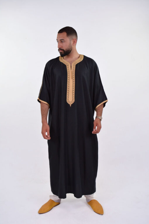 Linen Moroccan Thobe for Men - Small Embroidery