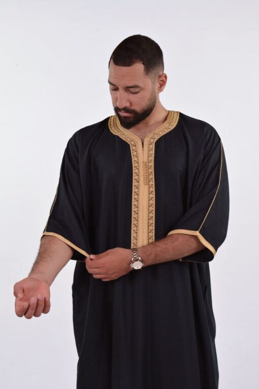 Linen Moroccan Thobe for Men - Small Embroidery