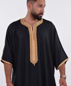 Linen Moroccan Thobe for Men - Small Embroidery