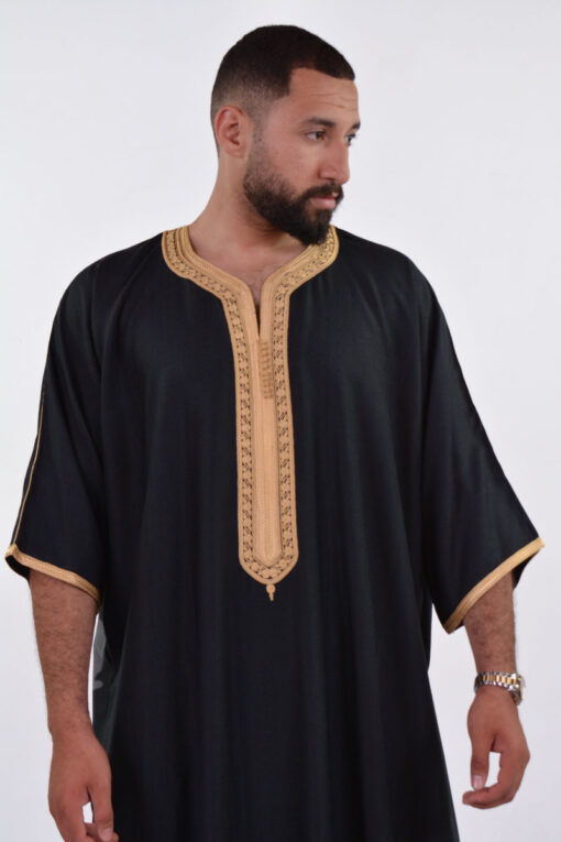 Linen Moroccan Thobe for Men - Small Embroidery