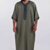 Linen Moroccan Thobe for Men - Small Embroidery