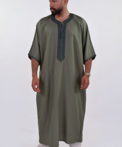 Linen Moroccan Thobe for Men - Small Embroidery